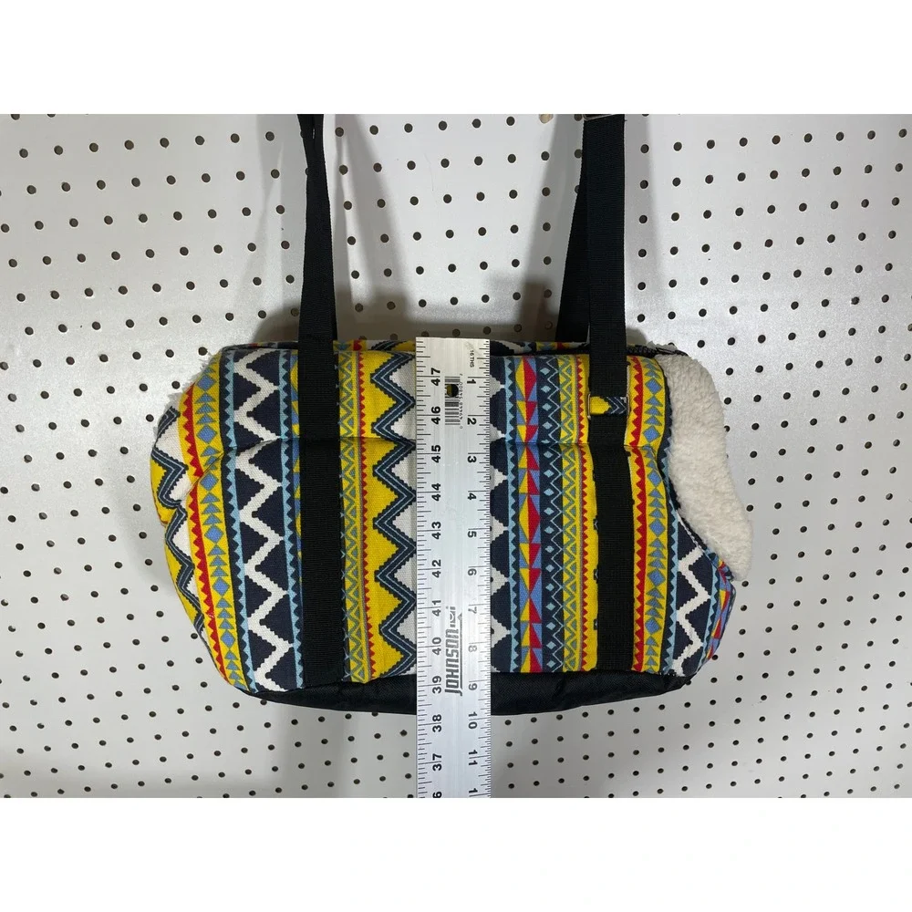 Small Pet Carrier Bag Tribal Geometric Pattern Fleece Lined Soft Sided Tote